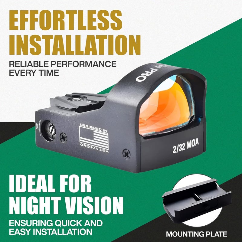 Ade Advanced Optics ADE RD3-012PRO Motion Awake (Sensor Activated) System Red Dot with 2MOA Dot and 32 MOA Circle Multi Reticle Reflex Sight for Handgun That is Compatible with Doctor Footprint – Compact Reflex Optic - Image 3